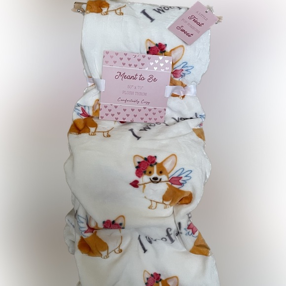 Meant to be Other - Super soft adorable Corgi Valentines Day throw blanket.